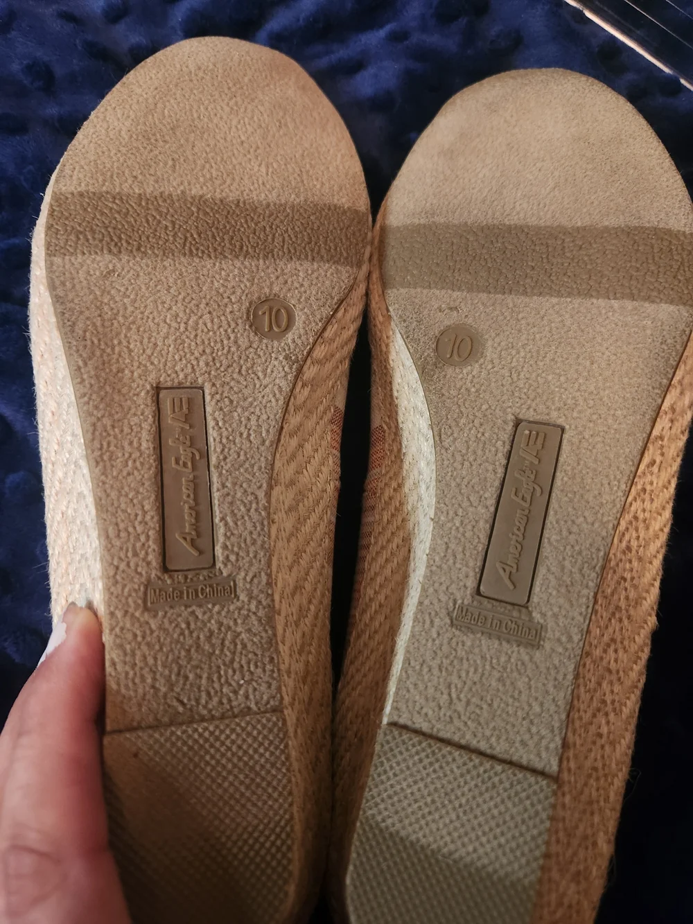 American Eagle Outfitters Striped Canvas Espadrille - Cream Multi Size 10